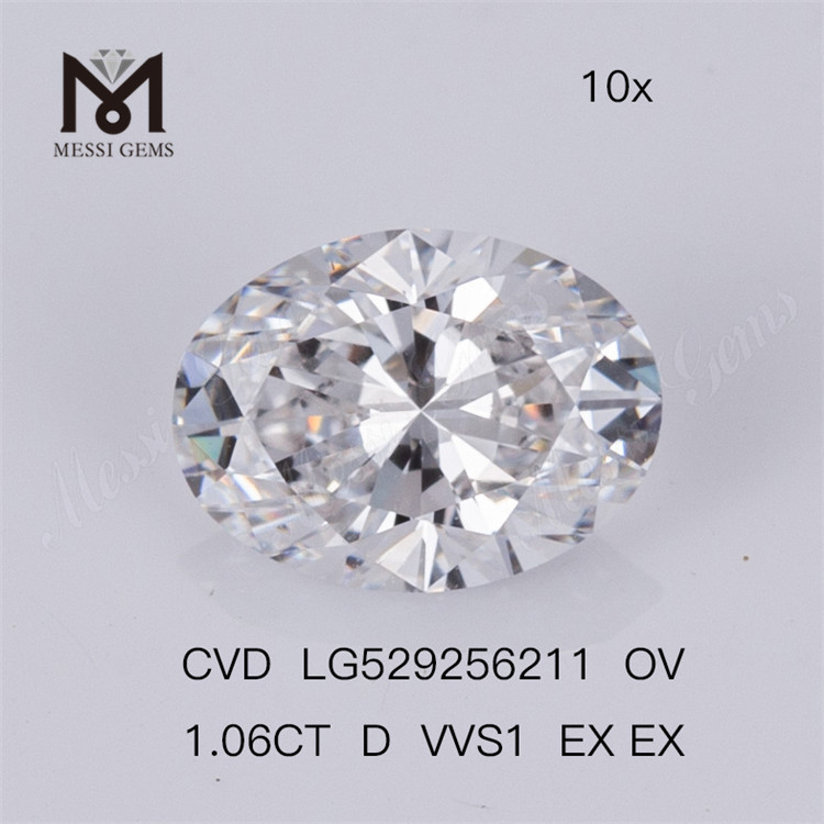 1,06ct D VVS1 EX EX OVAL Diamante Sintético CVD