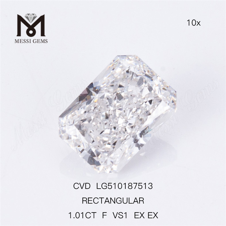 1.01CT RETANGULAR MODIFICADO BRILHANTE Corte F VS1 EX CVD Diamante Cultivado em Laboratório Certificado IGI