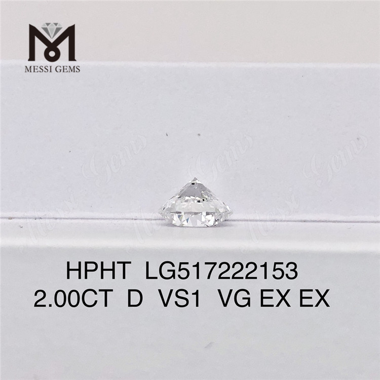 Diamante de laboratório 2.00CT D VS1 VG EX EX HPHT Diamante de laboratório redondo 
