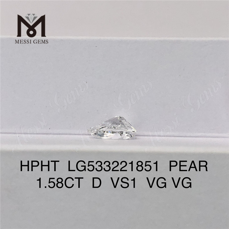 1,58 ct D VS1 melhor diamante de laboratório solto PEAR Diamante de laboratório solto brilhante atacado CVD