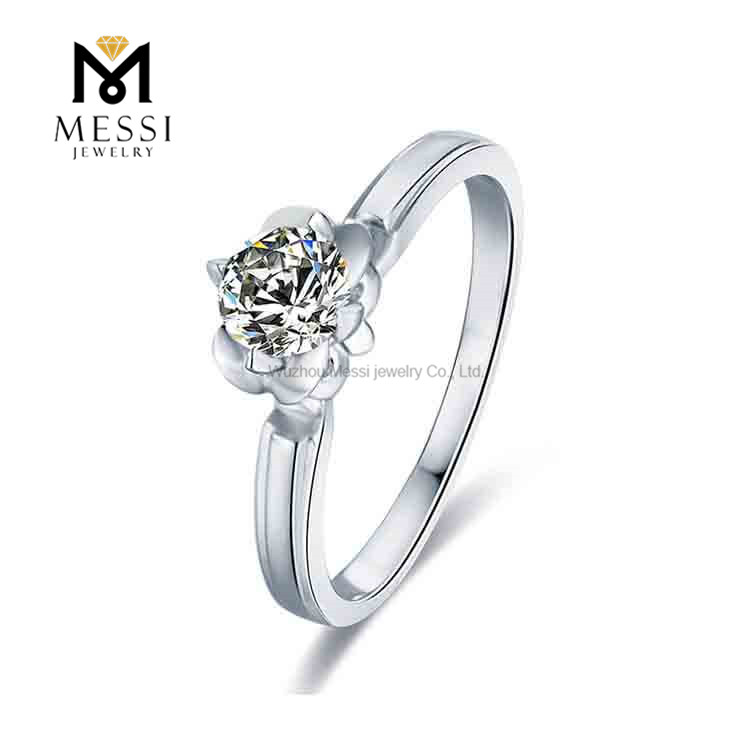 Clássico micro inlays banhado a ouro prata 925 1 quilate DEF Moissanite diamante anel de joias para noivado