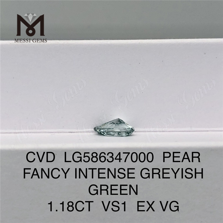 1.18CT VS1 EX VG FANCY INTENSO VERDE ACINZENTADO em formato de pêra Verde Pêra Cvd Diamante LG586347000
