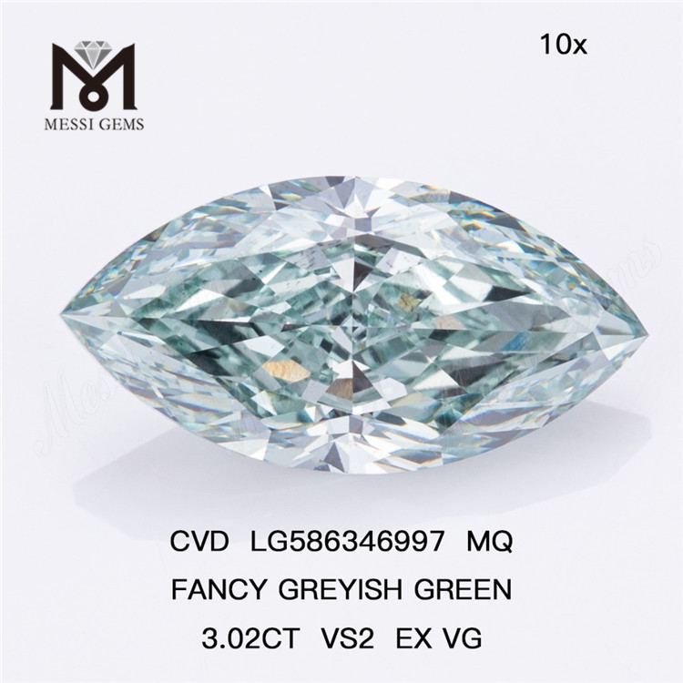 Diamantes 3ct verdes VS2 EX VG CVD MQ FANCY VERDE CINZA VS2 EX VG CVD LG586346997 