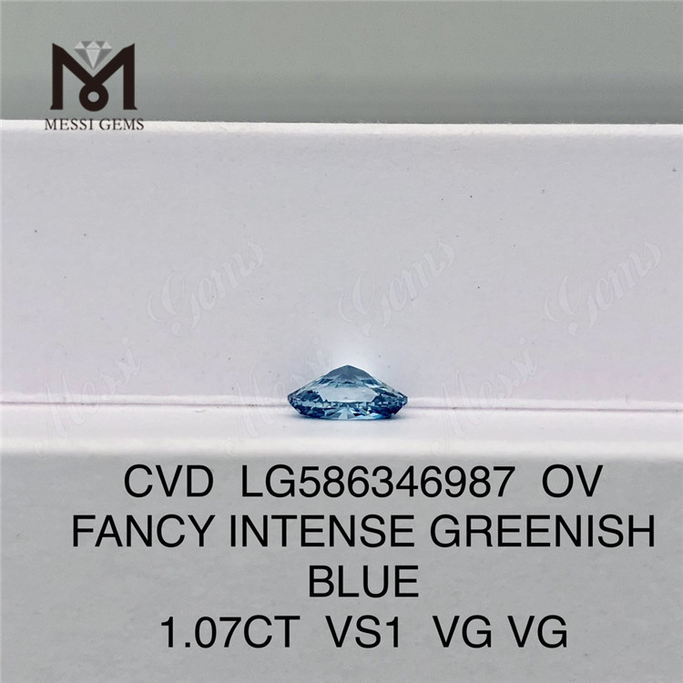 1.07CT VS1 VG VG OV FANCY INTENSE azul esverdeado oval diamante CVD LG586346987