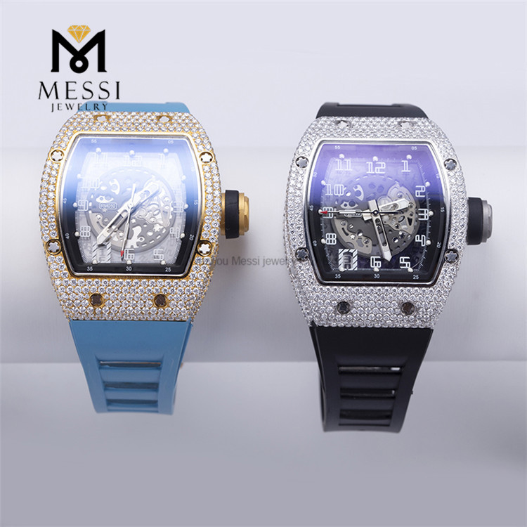A cor personalizada VVS do verificador da passagem congelou o relógio da marca do diamante de Moissanite