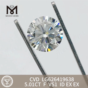 5.01CT F VS1 ID EX EX Rodada Diamantes Cultivados em Laboratório CVD LG626419638丨Messigems