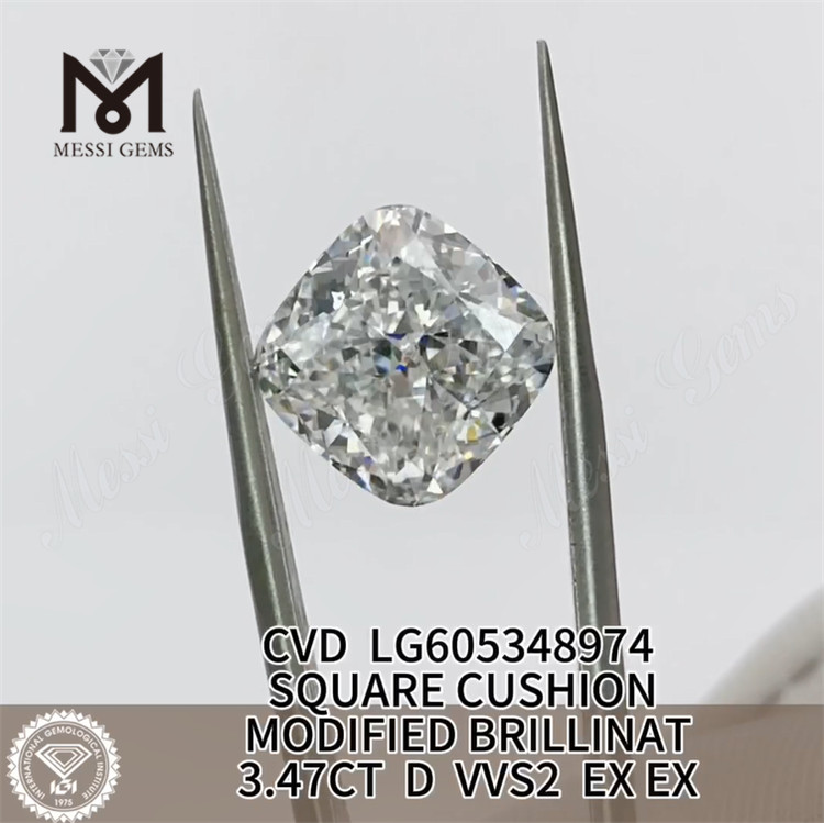 3.47CT D VVS2 CUSHION Diamantes certificados IGI VVS revelando o brilho da qualidade VVS丨Messigems LG605348974 