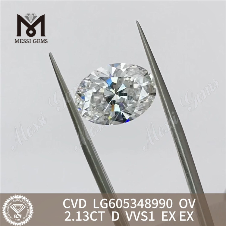 Diamantes certificados 2.13CT D VVS1 IGI OVAL CVD Green Edge丨Messigems LG605348990