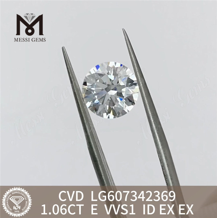 1.06CT E VVS1 diamante cultivado em laboratório de 1 quilate custo CVD luxo econômico 丨Messigems LG607342369