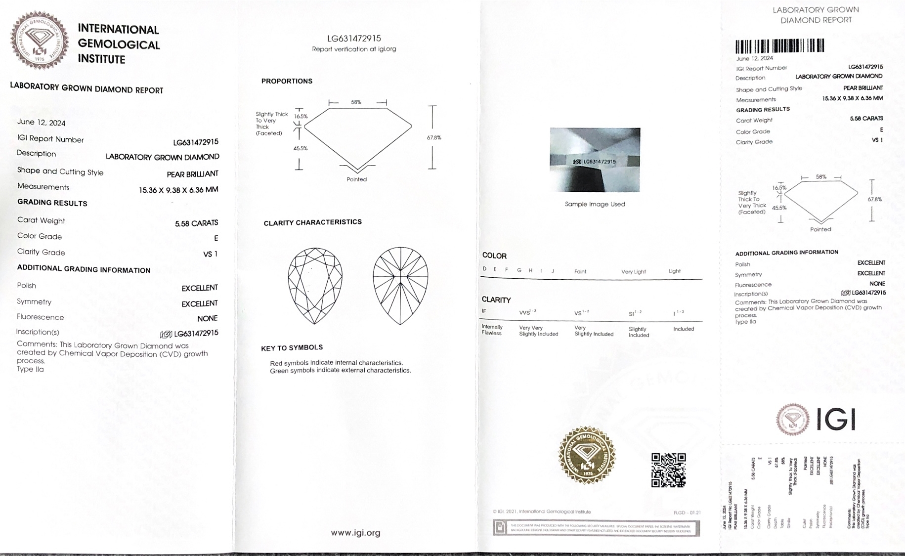 Diamante de laboratório com certificação igi de 5 quilates