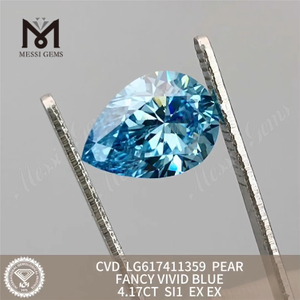 4.17CT PEAR FANCY VIVID BLUE SI1 CVD 4ct diamantes de fábrica LG617411359