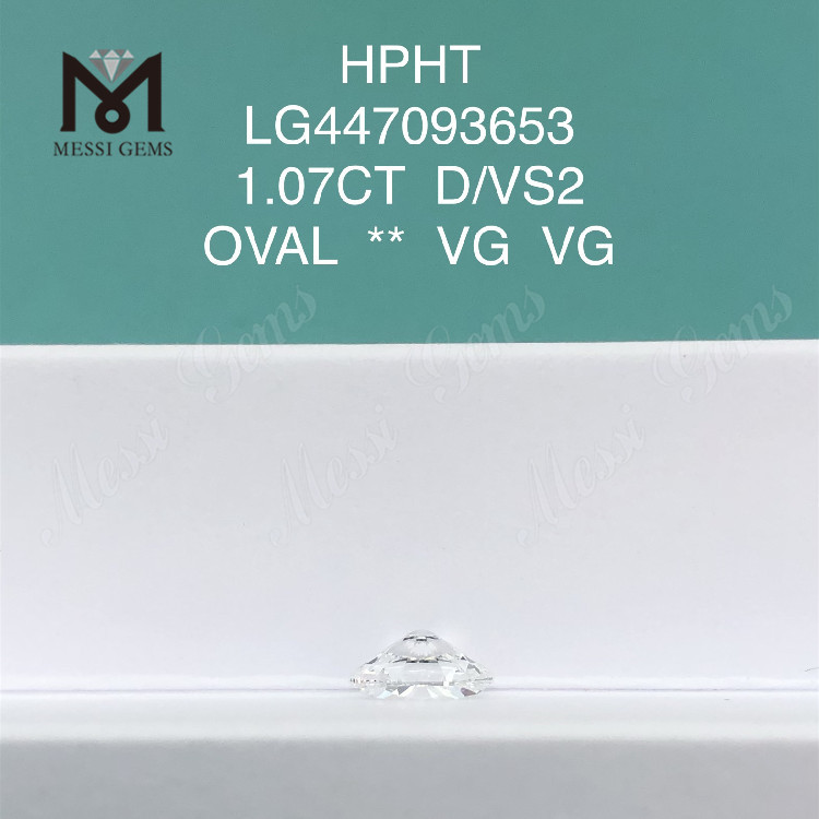 Diamantes de laboratório OVAL de grau de clareza D VS2 de 1,07 quilates HPHT