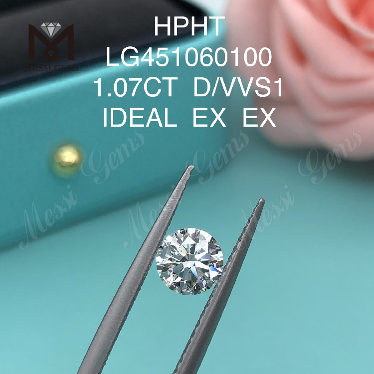1,07 quilates D VVS2 Redondo BRILLIANT IDEAL Diamantes de laboratório de grau de corte HPHT