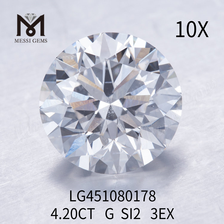 4,2 ct G SI2 RD 3EX Corte Grau diamantes cultivados em laboratório 4 quilates