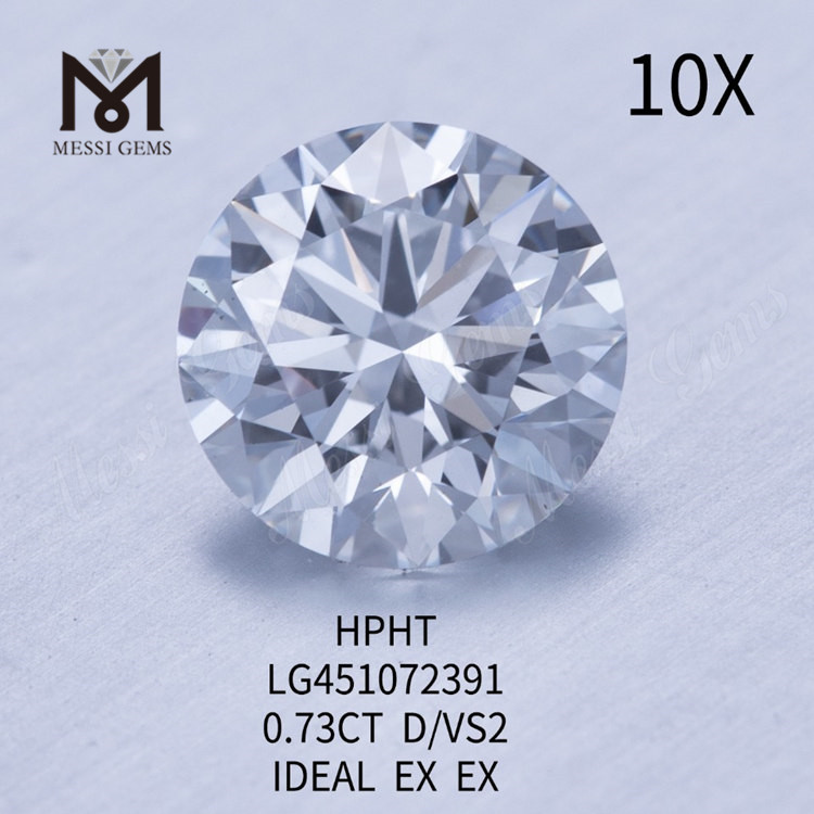 0,73 quilates D VS2 RD IDEAL Diamantes de laboratório de grau de corte HPHT