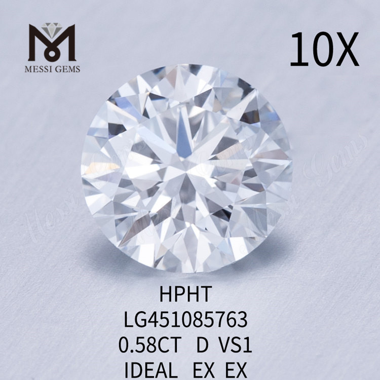 Diamantes de laboratório HPHT REDONDO BRILHANTE 0,58 ct VS1 D Corte IDEL