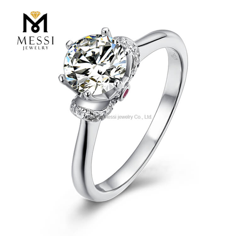 Wuzhou 1ct moissanite anel de diamante banhado a ouro branco anel de prata esterlina 925