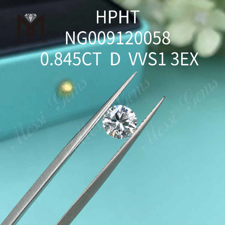 Diamante de laboratório solto redondo 0,845CT VVS1 3EX D