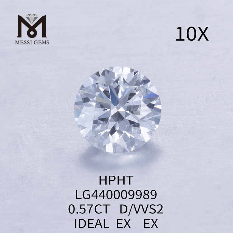 0,57 CT D/VVS2 Diamante Redondo Cultivado em Laboratório IDEAL HPHT Diamante Atacado