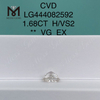 Diamante cultivado em laboratório com corte princesa H VS2 de 1,68 quilates