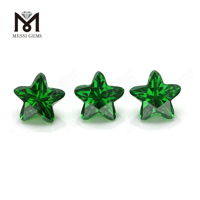 Pedras de zircônia cúbica em forma de estrela de cor verde 3*3-12*12mm cz para fabricação de joias