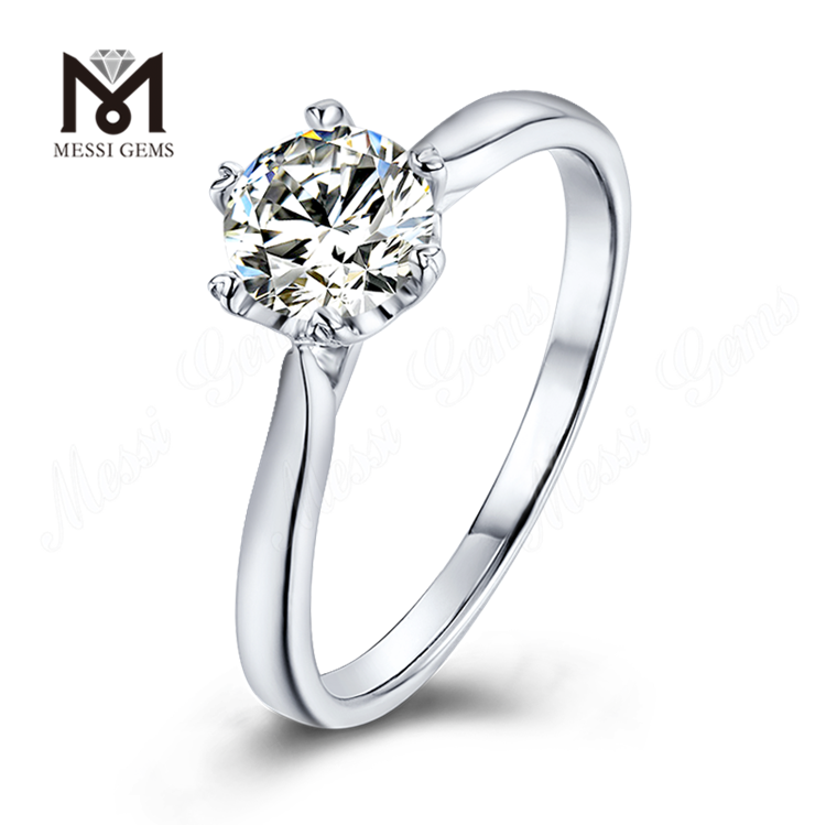 Messi Gems 1 quilate moissanite anel de noivado 925 anéis de prata esterlina para mulheres