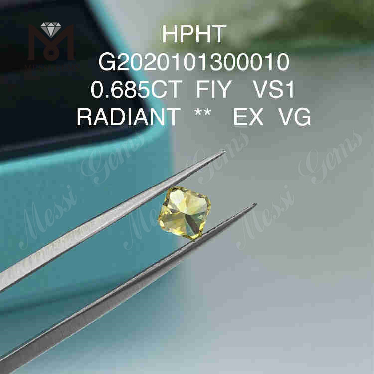 0,685 ct FVY diamante cultivado em laboratório com corte radiante VG