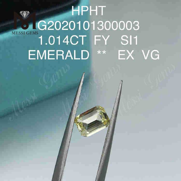 1.014ct FVY diamante lapidado em laboratório solto e cultivado em laboratório SI1