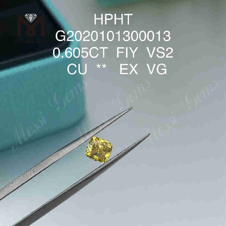 Diamante de laboratório com corte almofadado FIY EX de 0,605ct VS2 VG