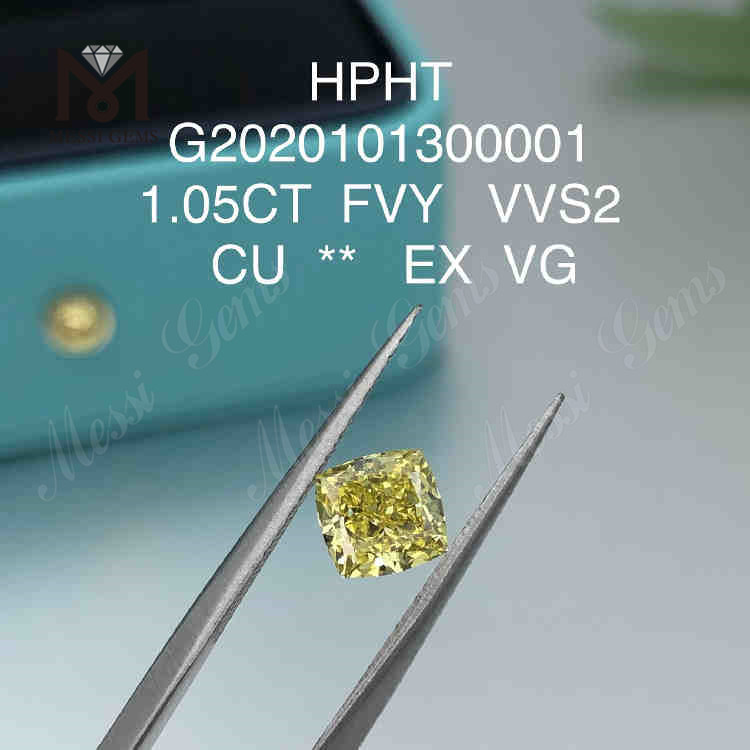 Diamantes coloridos criados em laboratório FVY de 1,05 quilates VVS2