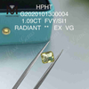 1,09 ct FVY/SI1 Diamantes de laboratório coloridos EX com corte radiante
