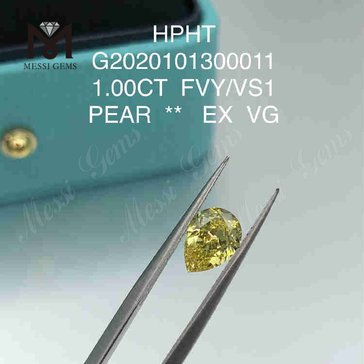 1 ct FVY VS1 diamantes lapidação PEAR eco lab EX
