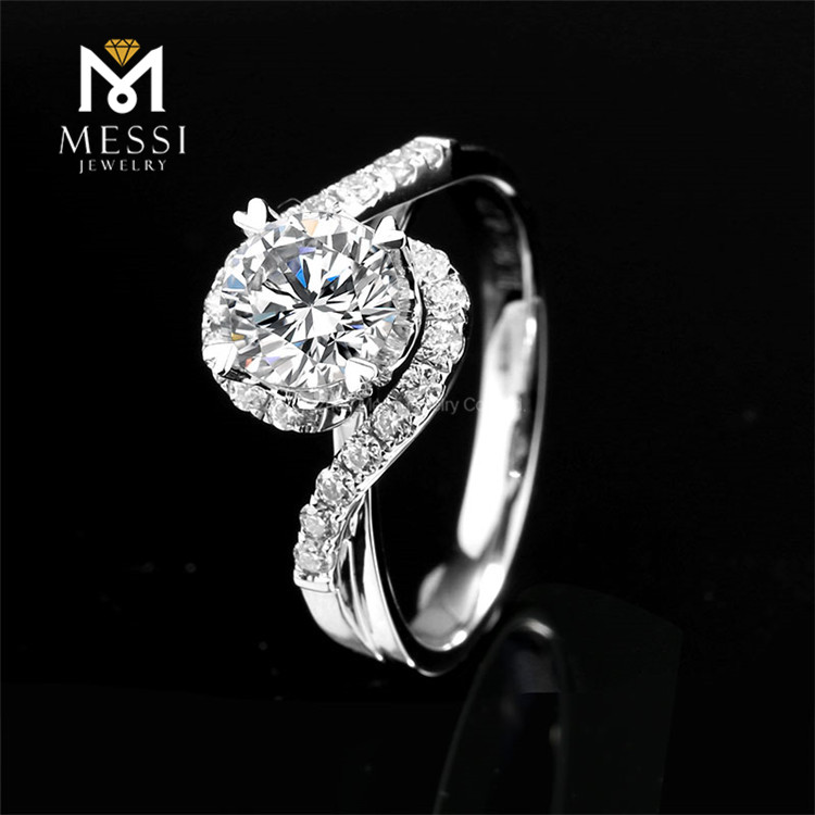 Anéis de noivado de ouro branco 18k moissanite Garra 6,5mm 1ct anéis de moissanite jóias