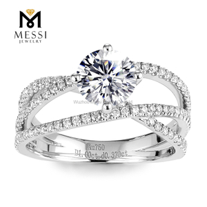 Torção anel de casamento de diamante de laboratório sólido de ouro 14k para mulheres novos designs