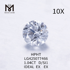 1,04 quilates D/SI1 IDEAL EX EX diamante cultivado em laboratório Redondo 
