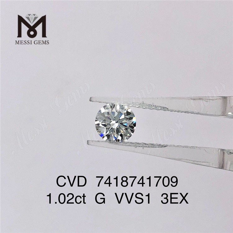 Diamante cvd VVS de 1,02 ct Ronnd Cut 3EX diamante feito pelo homem em estoque