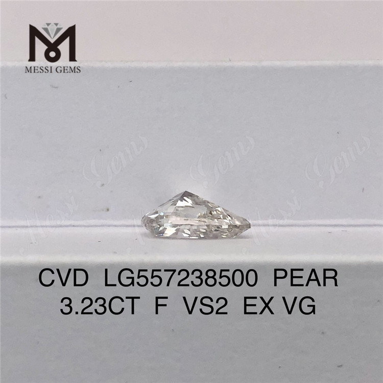 3.23CT F VS2 EX VG CVD PEAR diamante cultivado em laboratório de alta qualidade