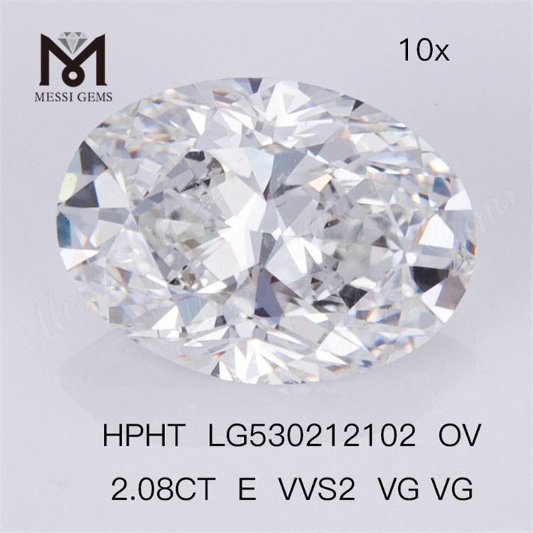 Diamante sintético oval E colorido HPHT de 2,08 quilates