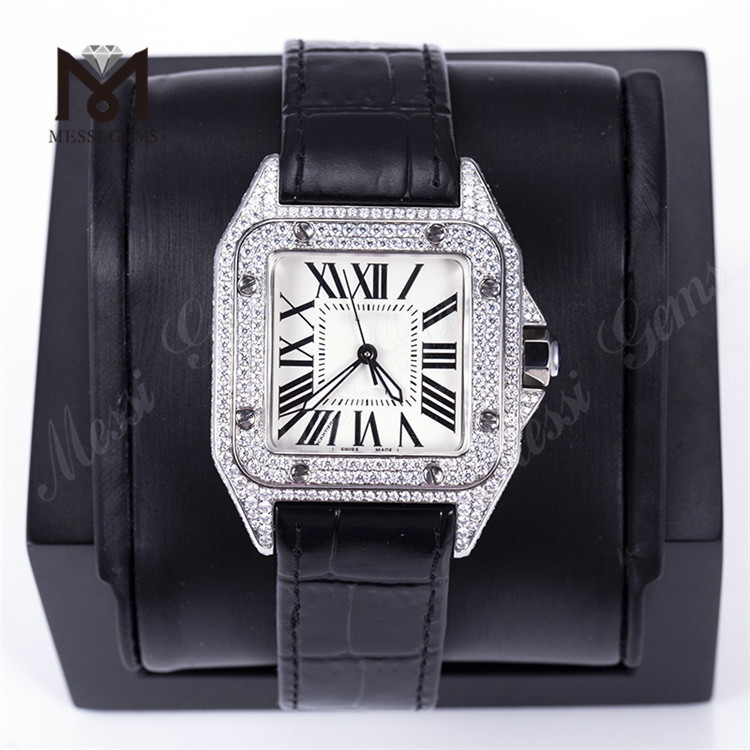 Relógio masculino e feminino de luxo com design personalizado e relógio moissanita gelado