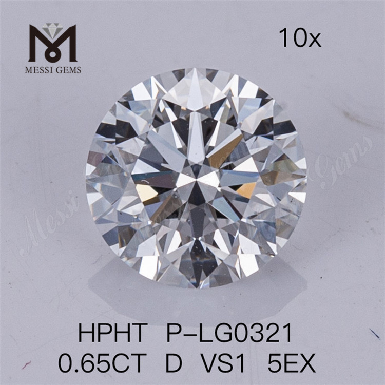 Diamante de laboratório HPHT de 0,65 CT D VS1 5EX Diamantes cultivados em laboratório