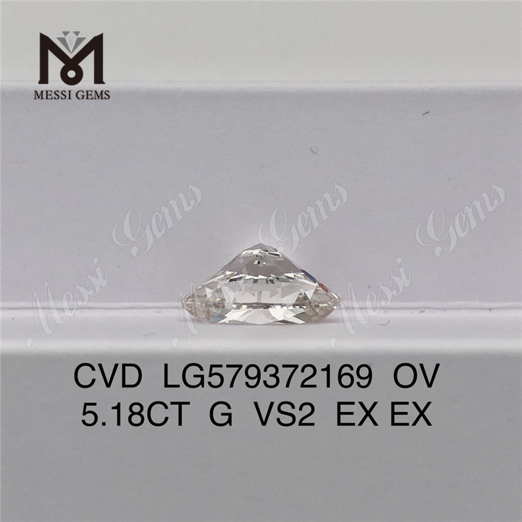 5.18CT OV forma G VS2 EX EX laboratório oval diamante CVD LG579372169