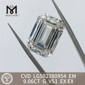 9.06CT G VS1 EM corte EX EX esmeralda laboratório criado diamante CVD LG582380954