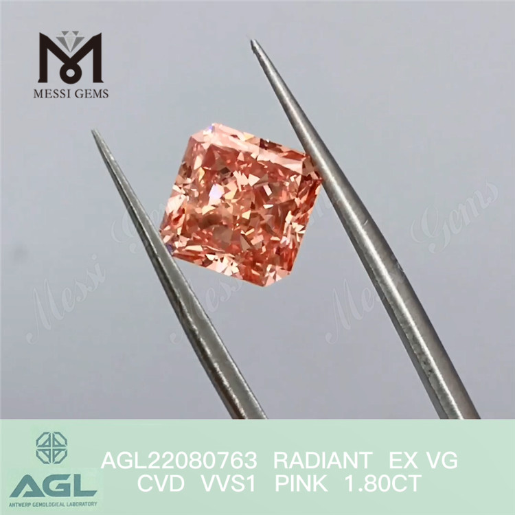 Diamante cvd de corte radiante de 1,80 quilates rosa fantasia barato diamante de laboratório solto atacado
