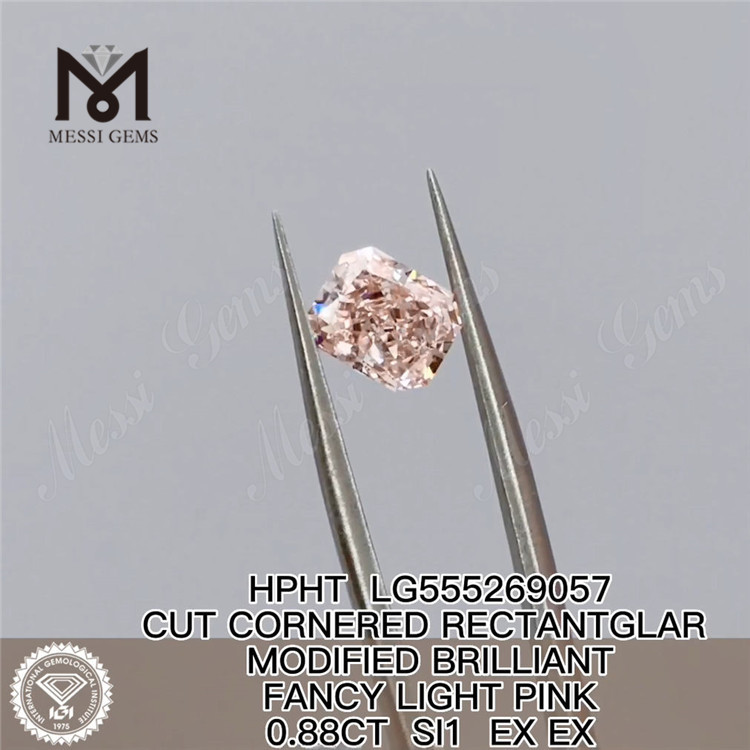 0,88 ct retângulo brilhante rosa claro SI1 EX EX HPHT diamante cultivado em laboratório LG555269057