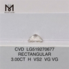 3ct RETANGULAR IGI 3 quilates diamante feito pelo homem