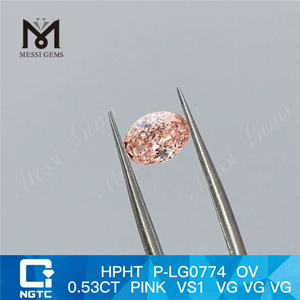 HPHT P-LG0774 OV 0,53 CT ROSA VS1 VG VG VG diamante cultivado em laboratório