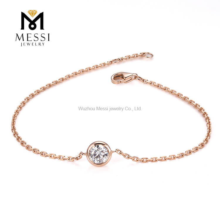 Pulseira feminina de joias de ouro rosa 18K 14K 10K 0,3 quilates - 1 quilate DEF VVS pulseira de moissanita