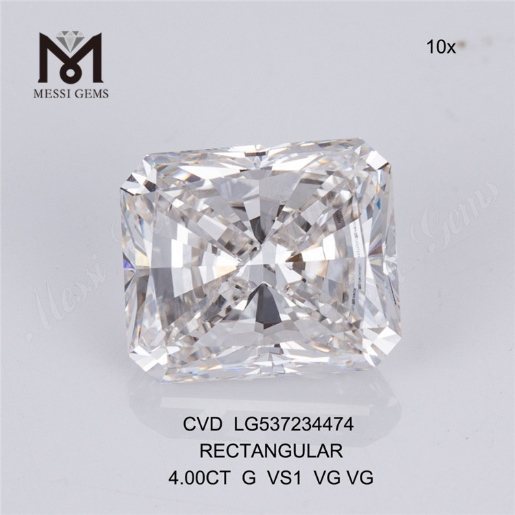 Diamante de laboratório branco solto retangular 4 ct G 4 ct grande diamante sintético por atacado orice