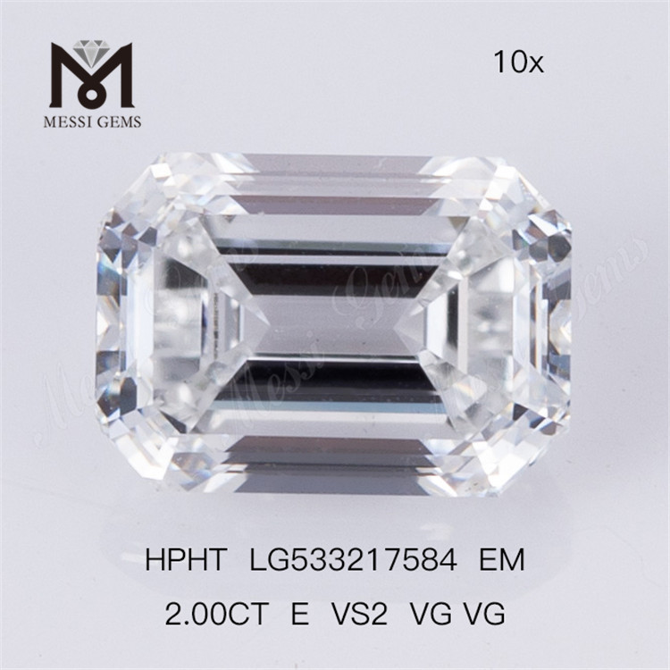 Diamante cultivado em laboratório com corte esmeralda 2ct E VS2 VG VG