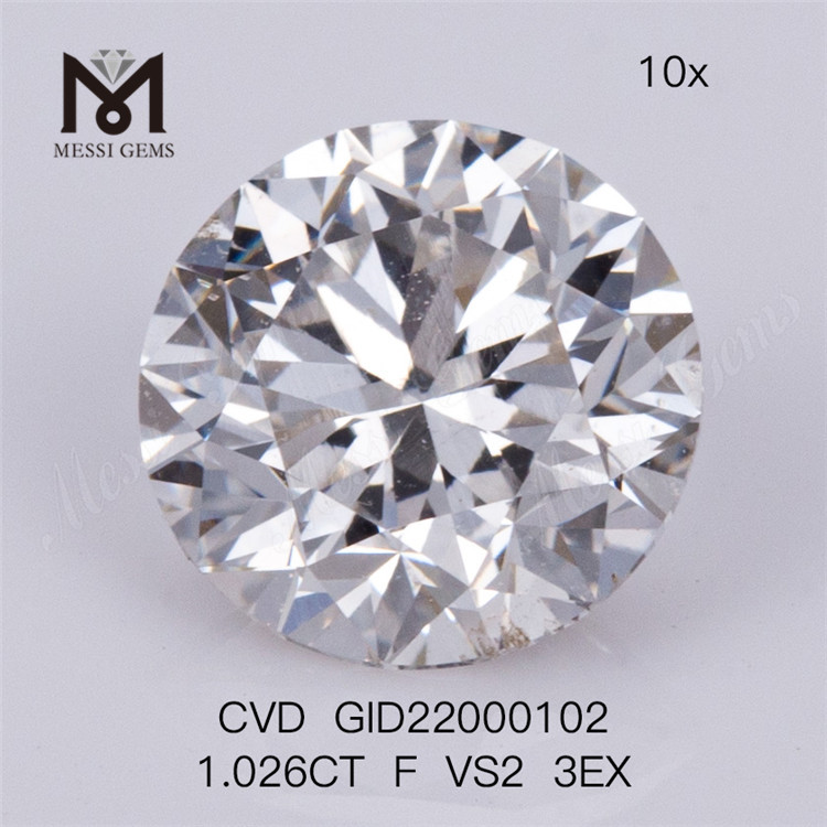 1.026CT F VS2 3EX Diamante Lab Redondo Solto CVD